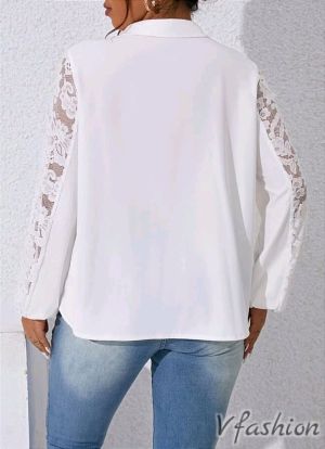 Риза с дантела - бяла - 177164