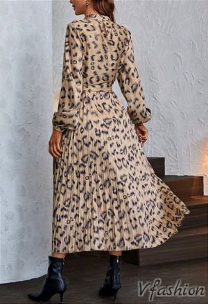 Плисирана рокля с леопардов принт - 177251