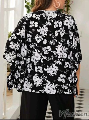 Блуза на цветя с етно мотиви - 177349