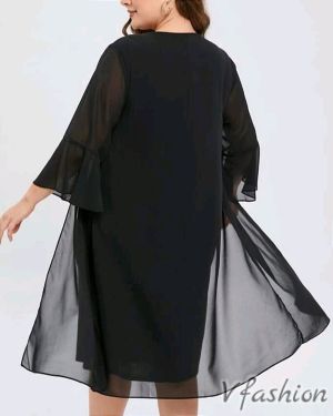 Елегантна рокля с наметало - черна - 177507