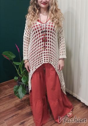 Плетена туника с издължен гръб - 177710