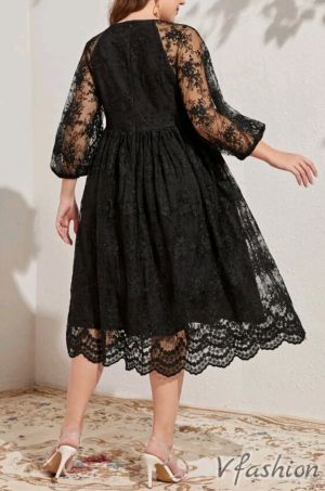 Дантелена рокля - черна - 178213