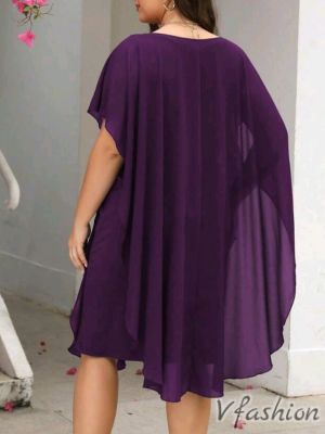 Елегантна рокля с тюл - лилава - 178239
