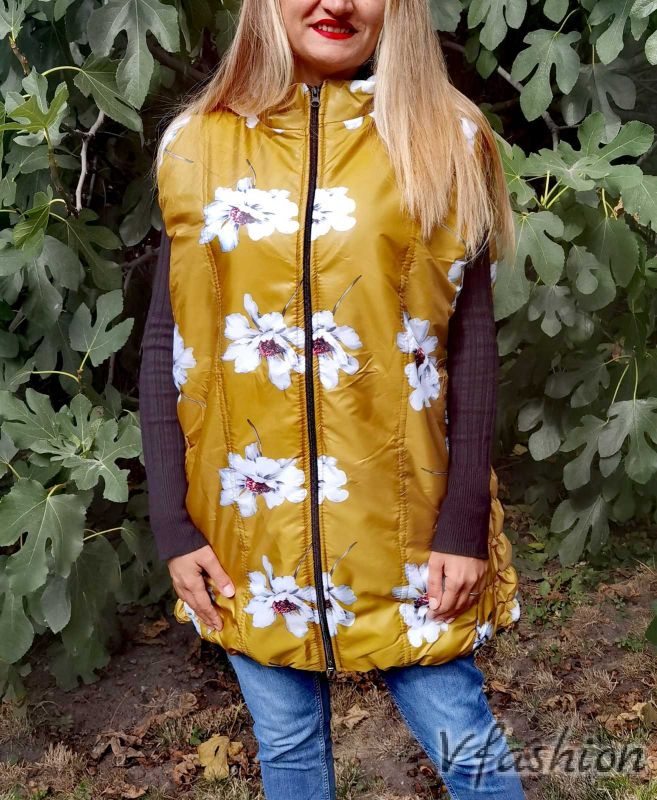МАКСИ елек - горчица на цветя - 4-5XL - 178294