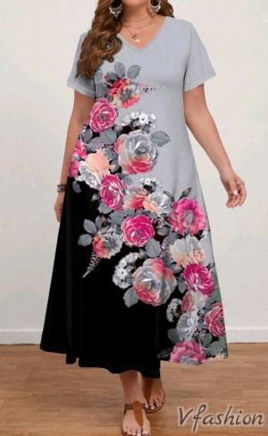 Двуцветна рокля на цветя - 178888