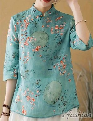 Блуза с японски цветя - 178952