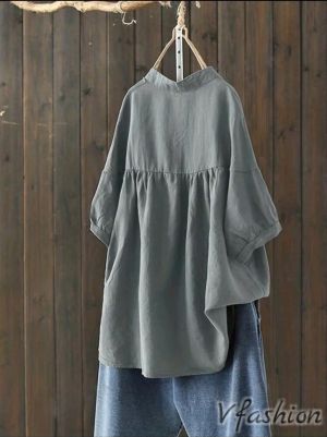 Блуза с копчета - сива - 179063