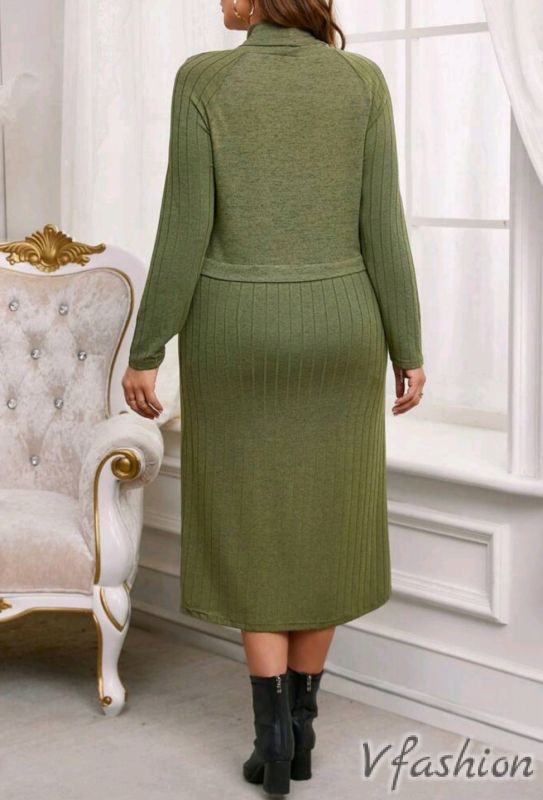 Рокля с поло яка - зелена