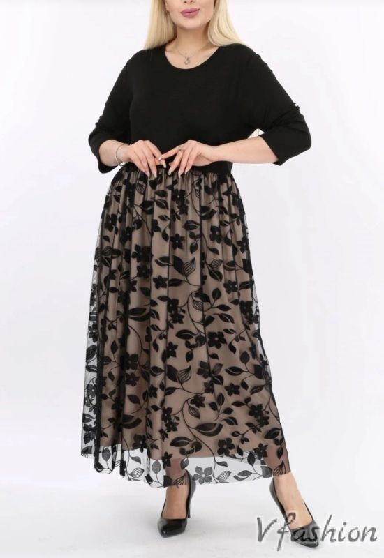 Рокля с тюл на цветя