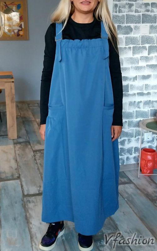 Сукман с джобове - син