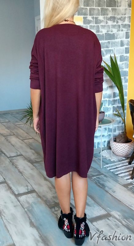 Широка рокля - фино плетиво - лилава