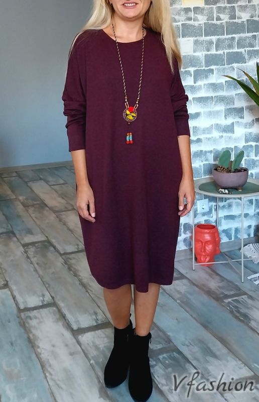 Широка рокля - фино плетиво - лилава