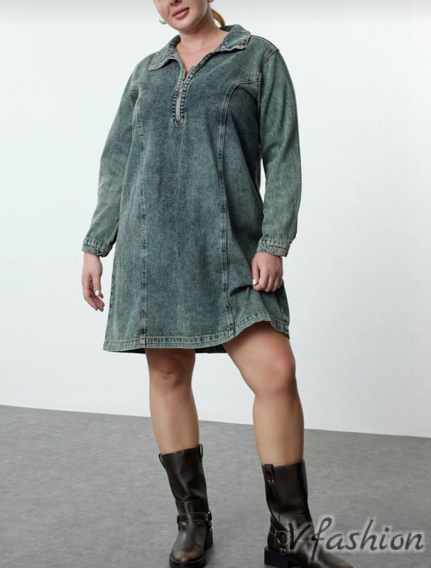 Дънкова рокля с цип