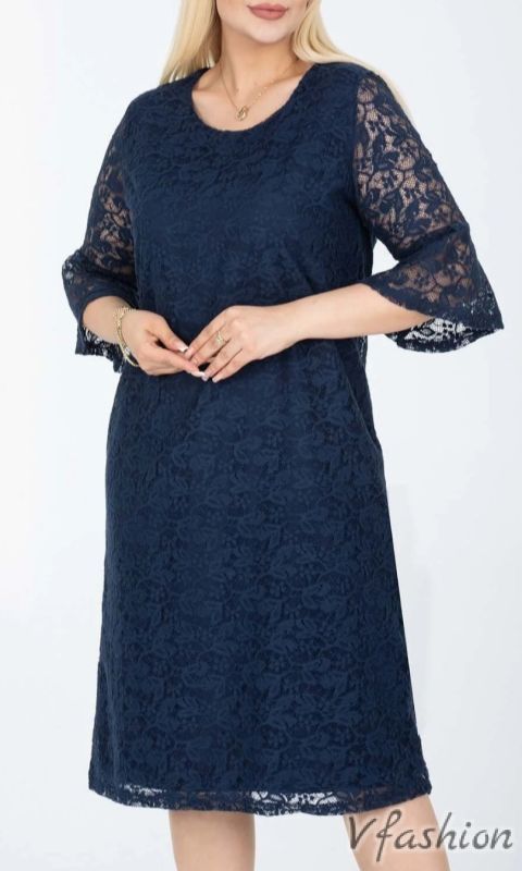 Дантелена рокля - синя