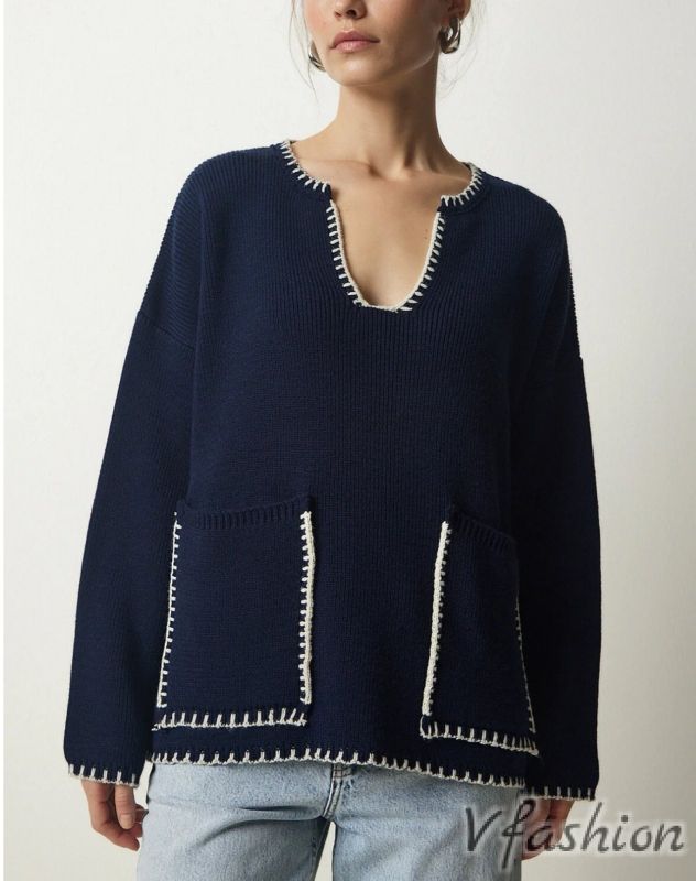 Пуловер с джобове