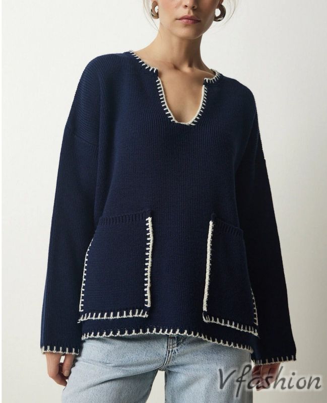 Пуловер с джобове