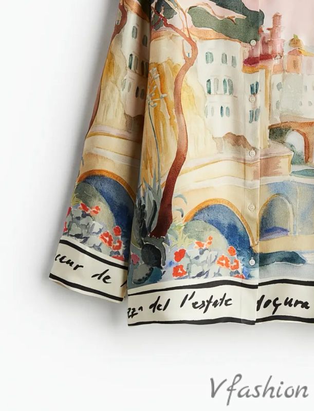 Риза с нежен принт - розова