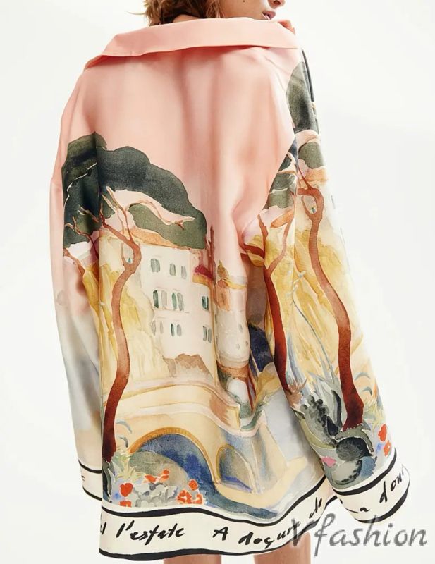 Риза с нежен принт - розова