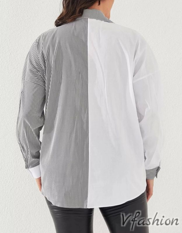 Стилна риза на ситно райе