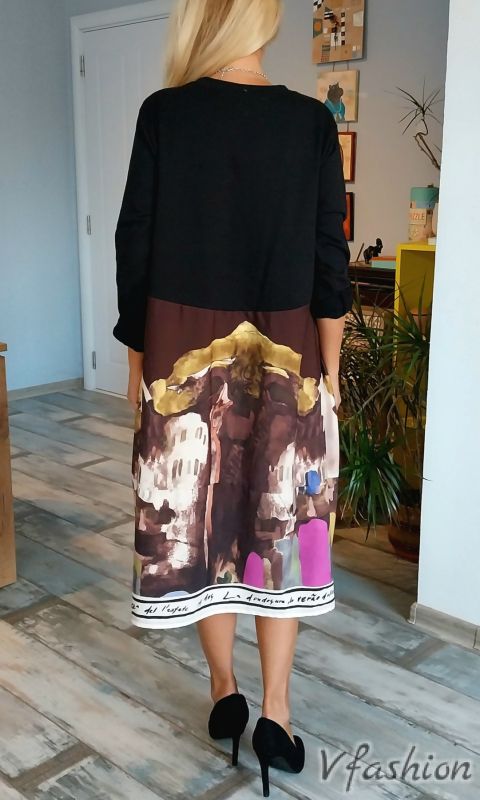 Рокля с арт принт и джоб