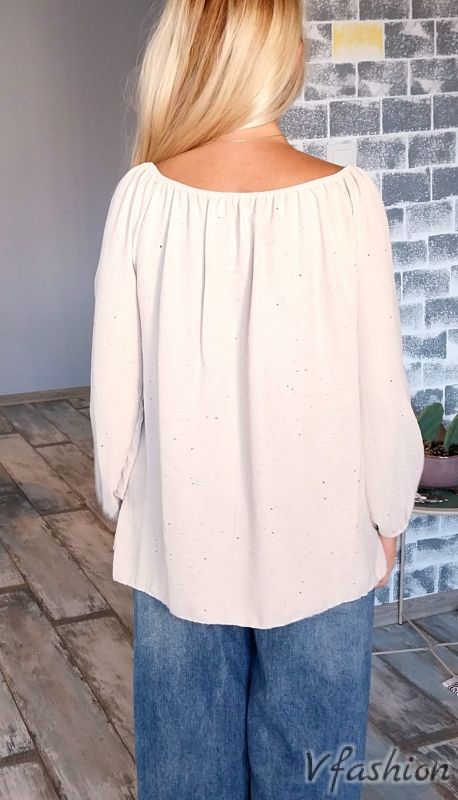 Блуза с волани - бежова