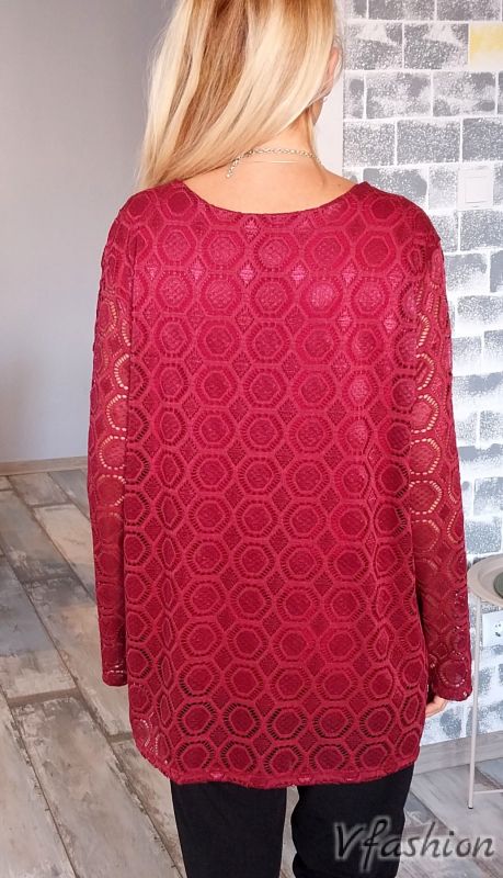 Дантелена блуза - бордо