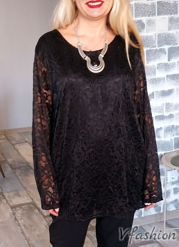 Дантелена блуза - черна