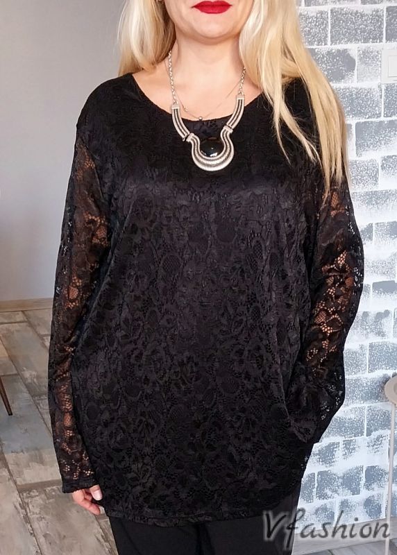 Дантелена блуза - черна