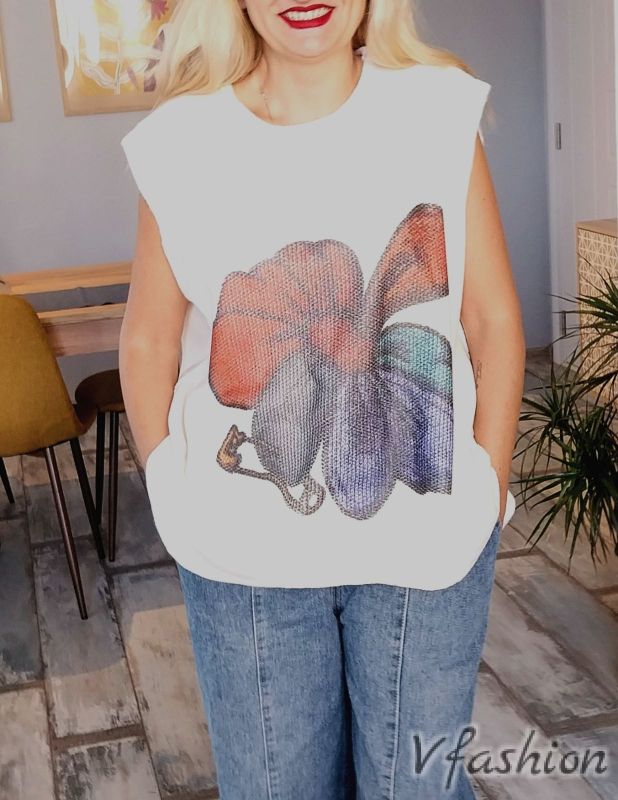 Блуза без ръкав - екрю