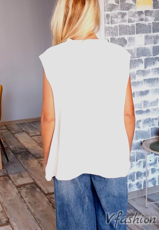 Блуза без ръкав - екрю