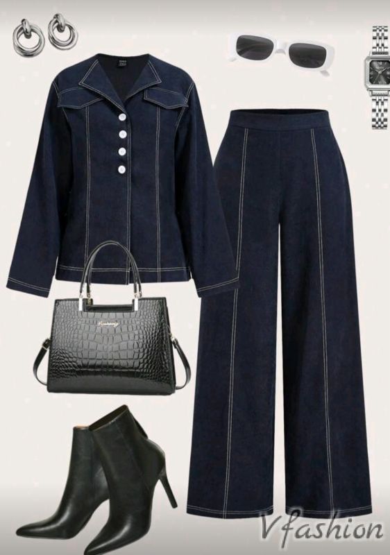 Комплект панталон и сако - син