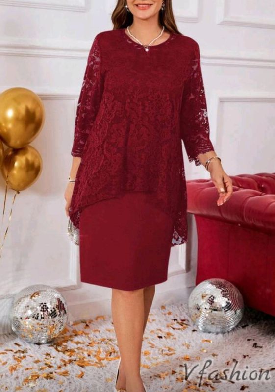 Дантелена рокля - червена