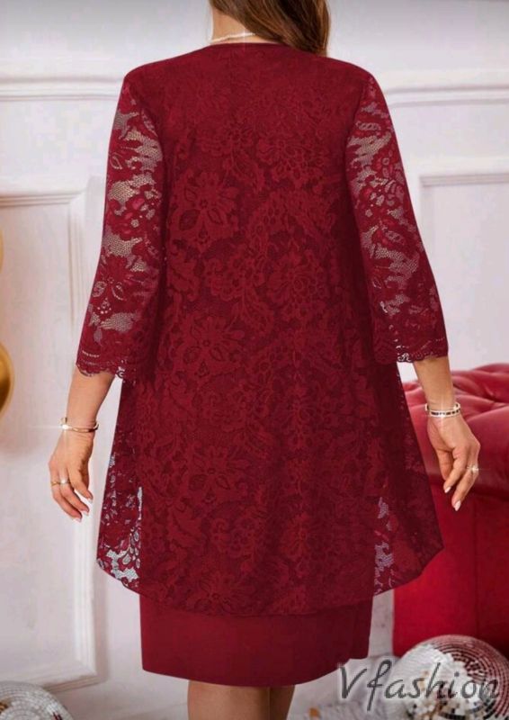 Дантелена рокля - червена