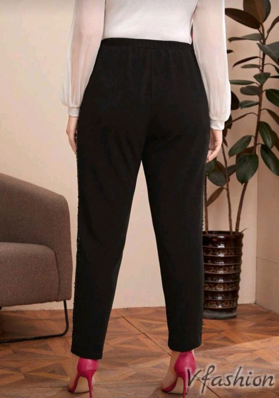 Панталон с ивица от пайети