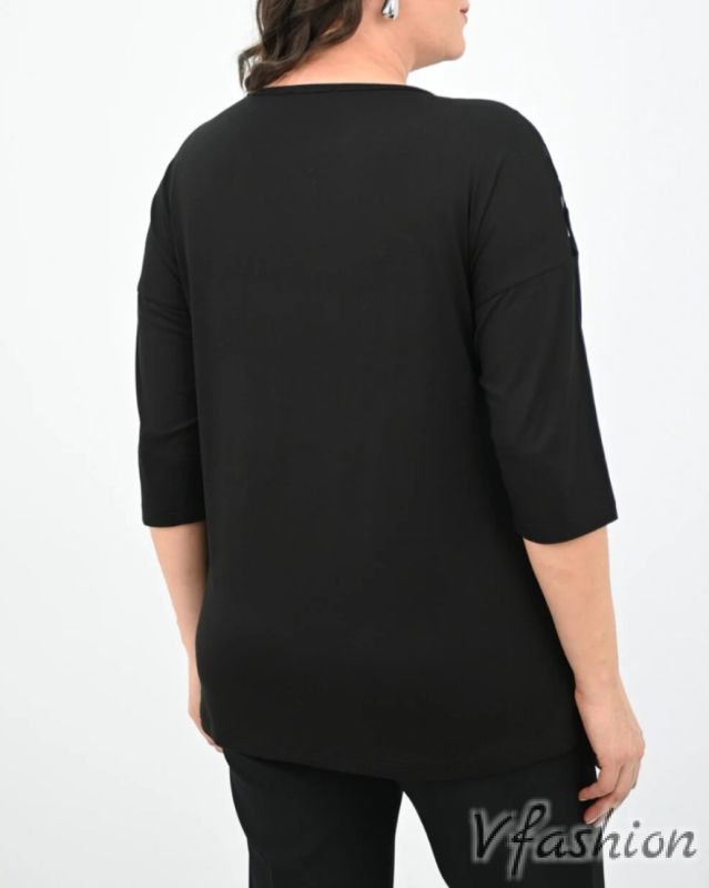 Блуза с дантела - черна