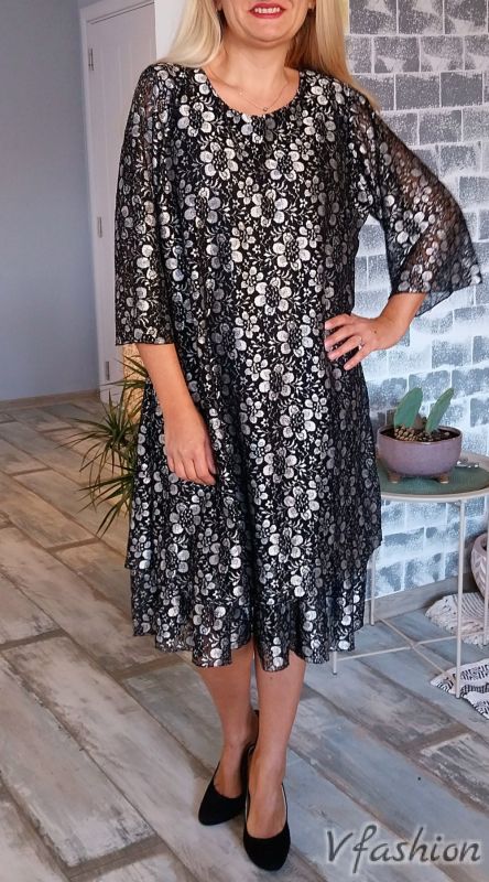 Официална рокля с волан на цветя