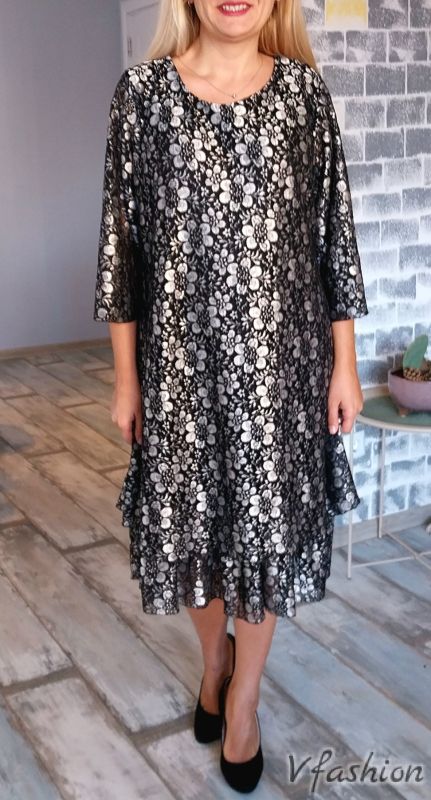 Официална рокля с волан на цветя