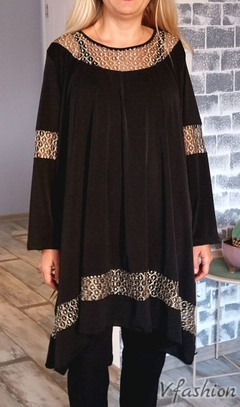 Широка туника със златисти нишки