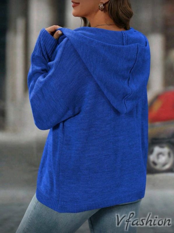 Жилетка с качулка - кралско синя