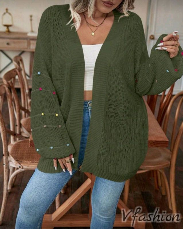 Жилетка с цветни мотиви - зелена