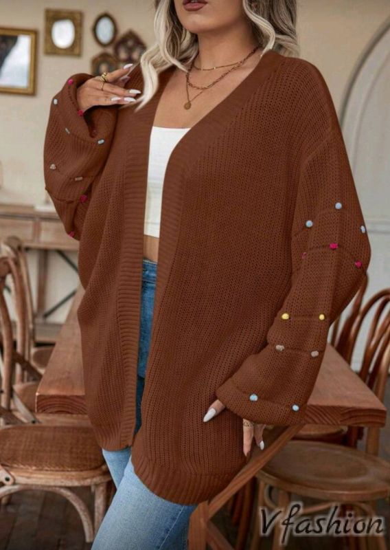 Жилетка с цветни мотиви - кафява