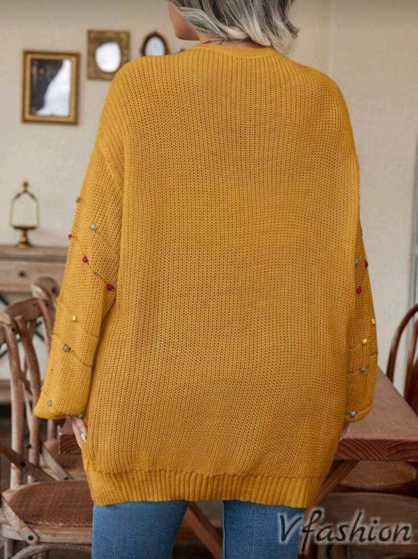 Жилетка с цветни мотиви - жълта