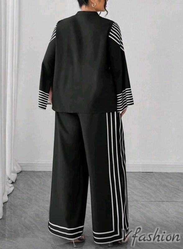 Комплект панталон и риза с геометричен принт