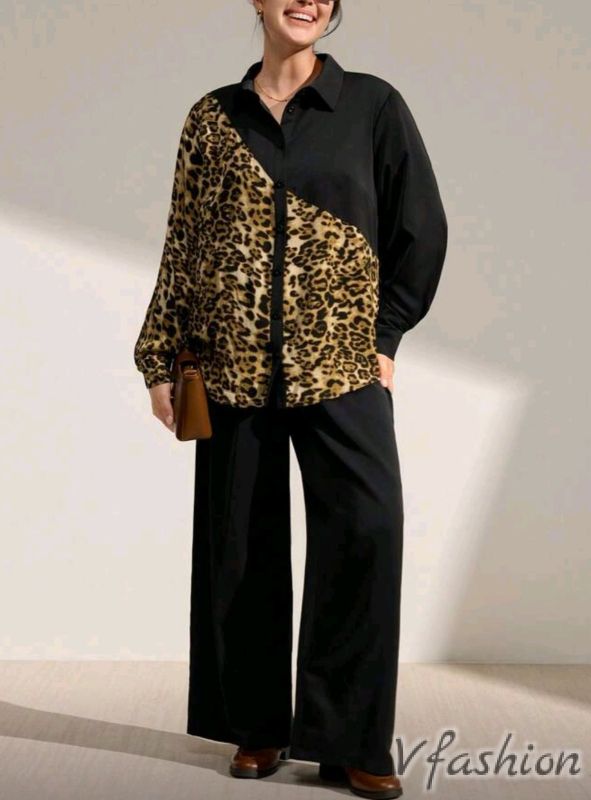 Комплект панталон и риза с леопардов принт