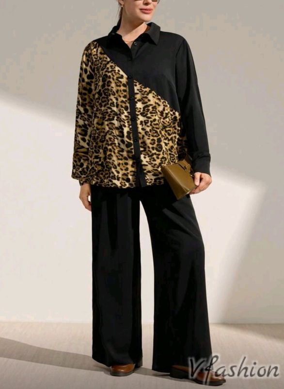 Комплект панталон и риза с леопардов принт
