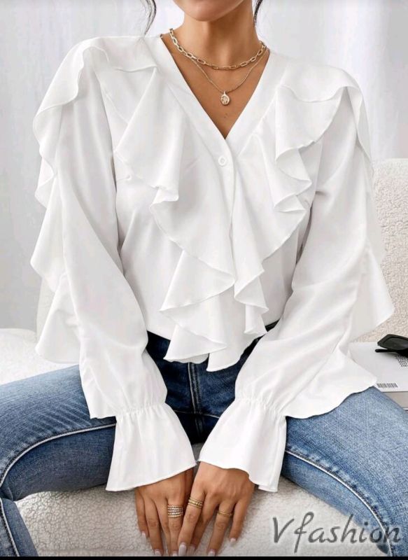 Риза с волани - бяла