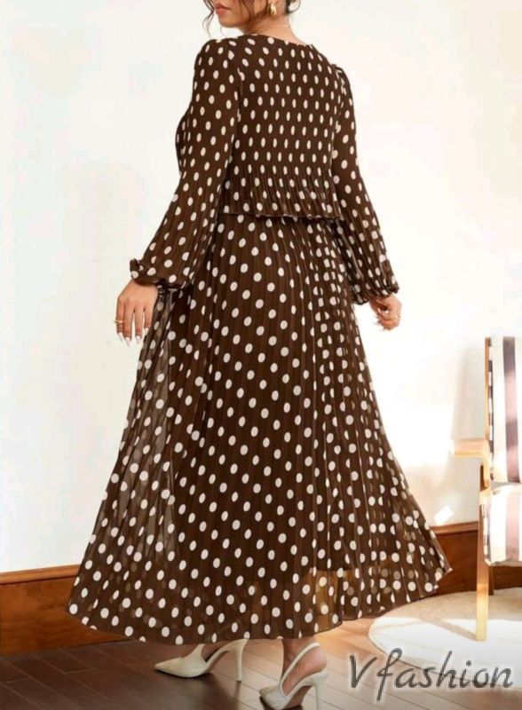 Рокля солей на точки - кафява