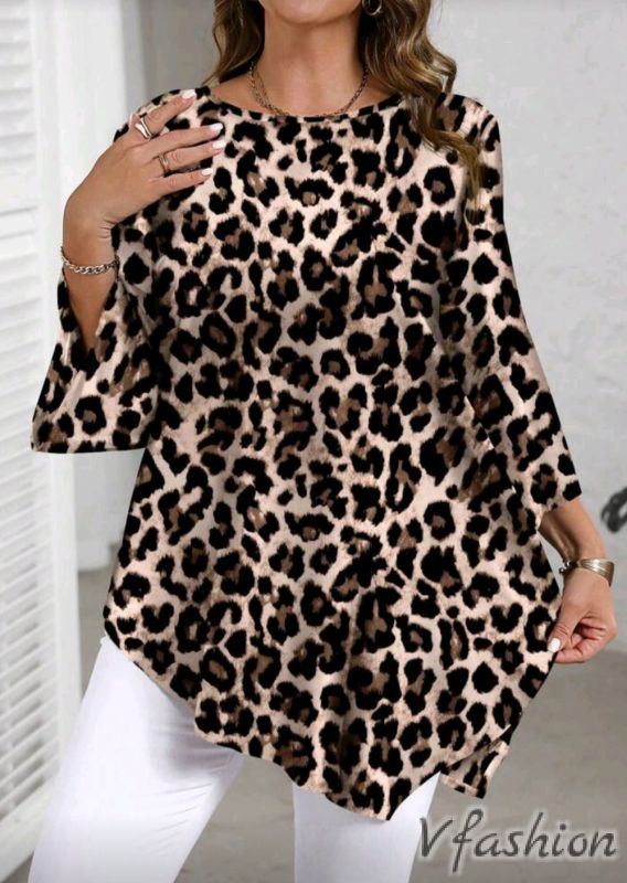 Асиметрична туника с леопардов принт