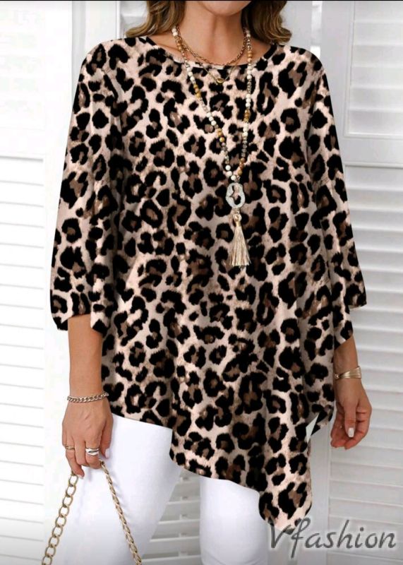 Асиметрична туника с леопардов принт