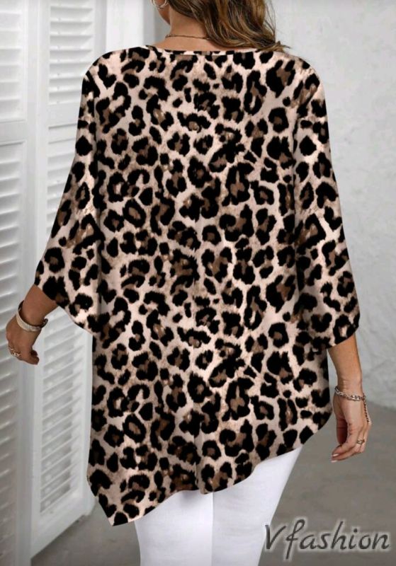 Асиметрична туника с леопардов принт
